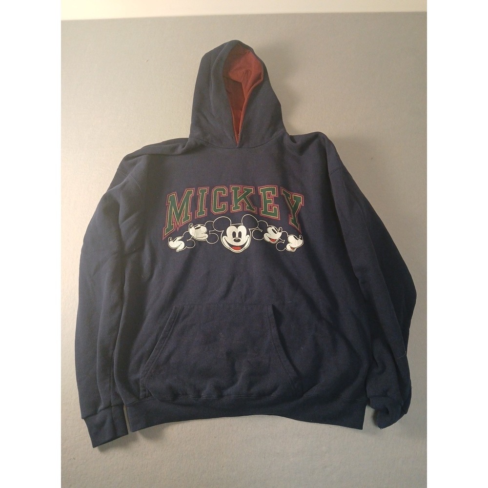 Vintage Disney Hoodie Mens LargeNavy Blue Mickey Mouse Kangaroo Pockets!! USA!